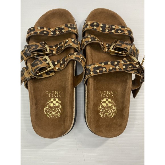 Vince Camuto Women’s Buckle Slides Sandals Animal Print Ciandra Worn little 6.5 - Picture 5 of 13